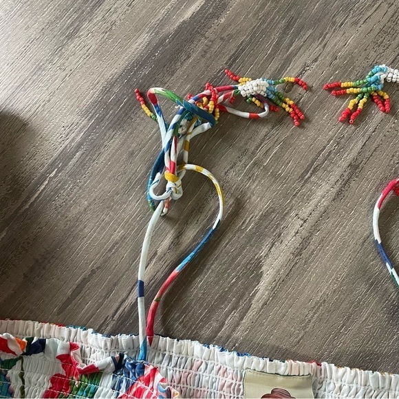 Farm Rio Macaw Wind Smocked Crop Top Beaded NEW​​​​ - Picture 7 of 9